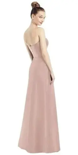 Alfred Sung NWT Strapless Notch Satin Twill Maxi Dress Pockets 2 Toasted Sugar