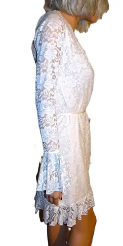 Hot as Hell Floral Ivory Lace Wrap Dress S