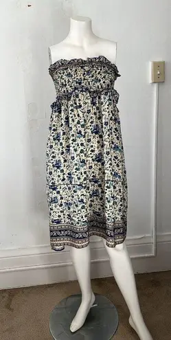 Sea New York Doe Silk Floral Smocked blue yellow paisley Midi Skirt size 6