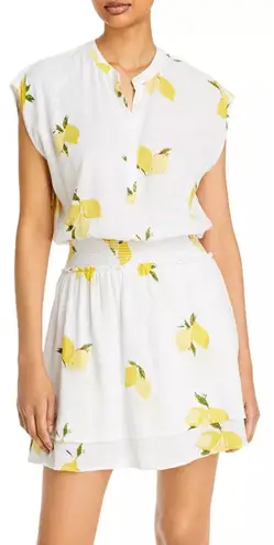 Rails Angelina Dress Mini Linen Citronnade Lemon Print White Yellow Size Small
