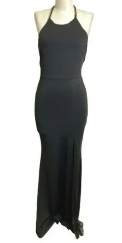 Miss Avenue Halter Open Back Gold Chain Drop Sexy Gown Black Size Small NWT