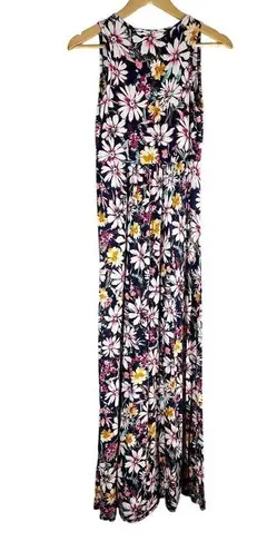 Loveappella Floral Print Empire Waist Jersey Stretch Maxi Dress Size Small