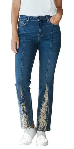 Rare Vintage Younique Y2K Embellished Velvet Flare Jeans | Low Rise | Size 13 Blue