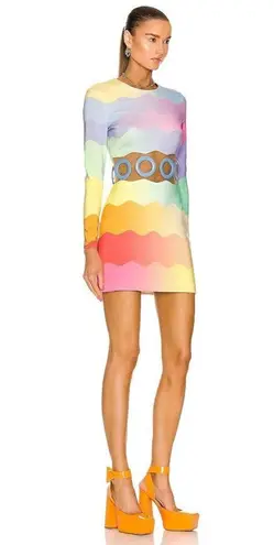 CASABLANCA Waist Cut Bodycon Dress in Rainbow 36 New Mini Cocktail Womens Pink Size undefined