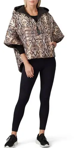 Think Royln Python Snakeskin Quilted Poncho Lightweight Hooded Oversized Fit szS