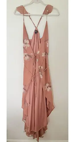Lulus All Mine Rusty Rose Floral Wrap Dress High Low Ruffle Chiffon Tie Waist M Pink Size M