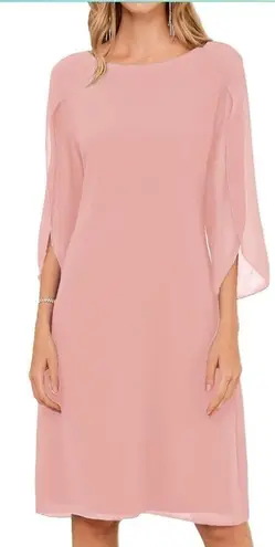 Grace Karin Chiffon Dress Flutter Sleeve Party Wedding Cocktail Hot Pink Size 14