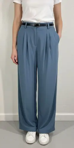 Halara Light Blue Pleated Wide Leg Pants Large High Waist Relaxed Fit Trousers - Image 1