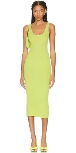 Enza Costa Silk Rib Tank Midi Dress in Kiwi Large Womens Stretchy Bodycon