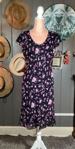 Jones Wear Vintage Flutter Sleeve Hem Midi Dress Medium