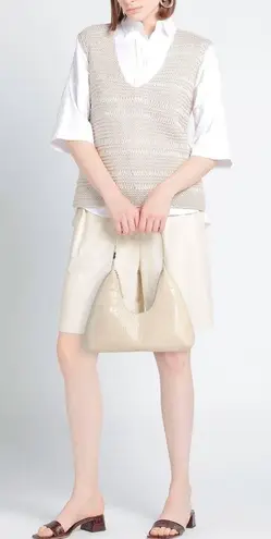 BY FAR Amber Cream Crocodile Embossed Leather Large Shoulder Bag NEW Ivory Purse