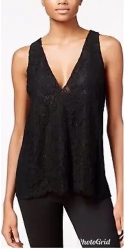 Rachel Rachel Roy black eyelash lace and jersey top. NWOT