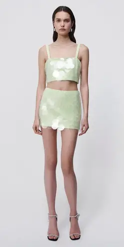 NWT JONATHAN SIMKHAI TRANSPARENT SEQUIN SET IN LIME sz 4 Green