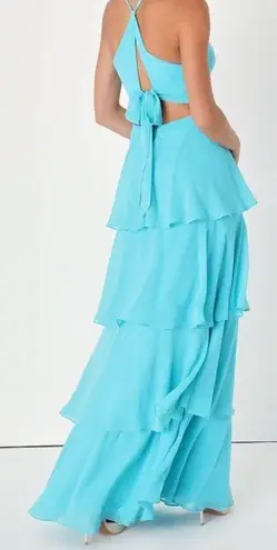 Lulus Blue Tie Back Tiered Dress