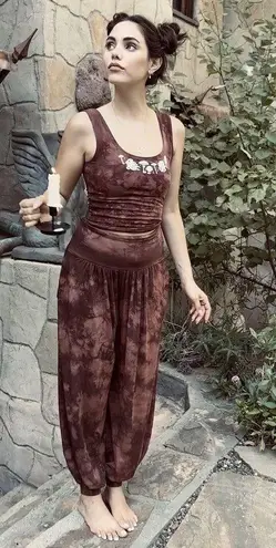 Purusha People Omen Top Genie Pants Set Tencel Natural Mystic Mahogany Large EUC Brown