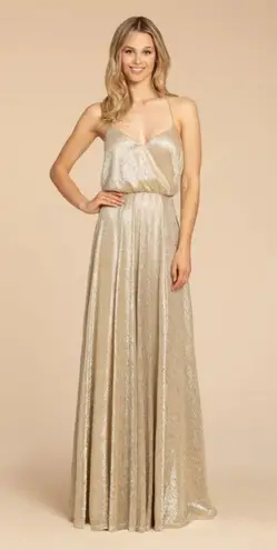 Hayley Paige Occasions  Women's Gold Metallic Bridesmaid Gown Dress Size 10, 5953