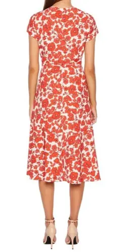 Bardot Women's Fiesta Floral Faux Wrap Short Sleeve Dress in Red Size 12