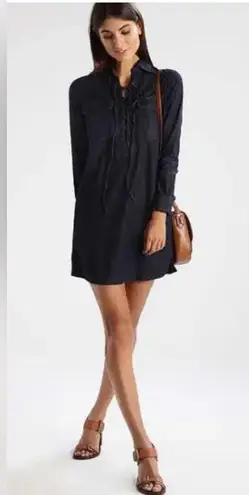 Denim & Supply Ralph Lauren Lace Up Denim Mini Dress (M) Dark Wash 100% Cotton Blue Size M