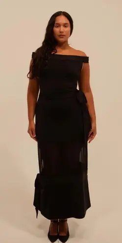 Buci Fia Sheer Panel Maxi Dress Black Sustainable Polyamide Large NWT