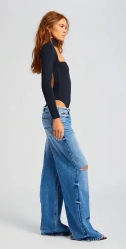 SER.O.YA Odessa Cut Out Open Bodysuit Black Womens Size Medium