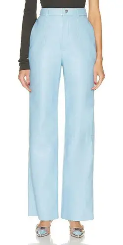 Nanushka Silke Pants in Azure Small New Womens Vegan Faux leather Blue Trousers
