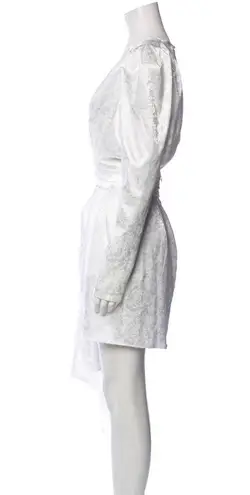 Torn By Ronny Kobo Ronny Kobo White Jacquard Long Sleeve Mini Dress Size S New w/Tag