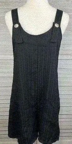 EMERY ROSE Shortie Overall Style Romper w Front Pockets Black