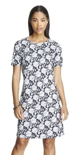 Joe Fresh 💋 Floral Black & White Shift Dress Size M