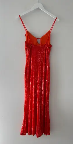 If By Sea Orange Sequin Midi Dress