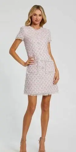 Mac Duggal Pink Cap Sleeve Floral Button Down Pink Shift Dress XS