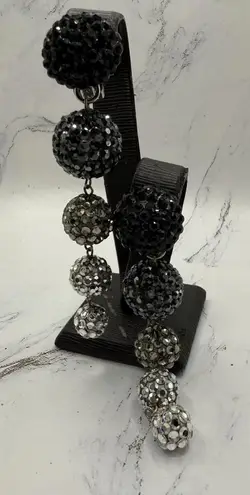 Designer Vintage Richard Kerr Disco Ball Drop Earrings Black