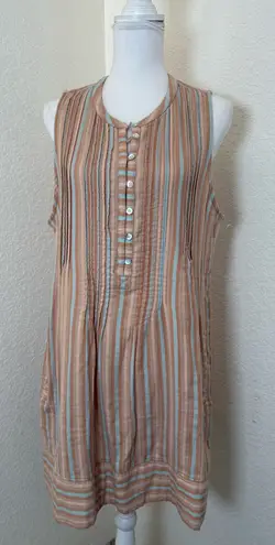 Faherty Isha 100% Organic Cotton Button Down Pocket Muslin Shirt Dress L Orange Size L