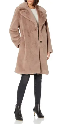 The Drop Sand Kiara Loose Fit Long Faux Fur Coat Beige XXS