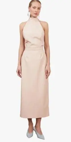 SENSA LIGHT PINK FAUX LEATHER MIDI DRESS Size XS
