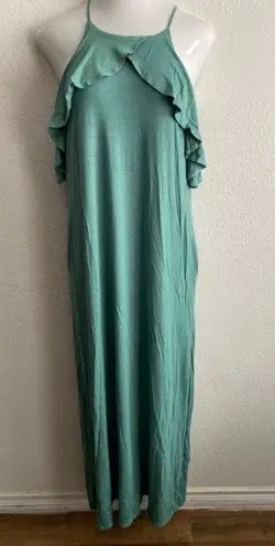 Bee Uniq 🆕Dusty Green Ruffle-Accent Cold Shoulder Maxi M🆕