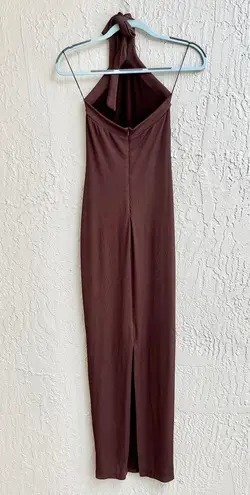 Rumer Sleeveless Jersey Halter Neck Lotte Maxi Dress Chocolate Women's Size XS