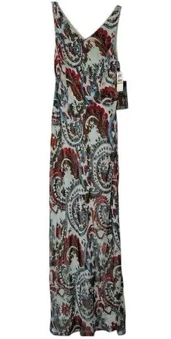2OH Two Old Hippies Jean Marie Velour Paisley Print Maxi Dress Sz S Blue Red Boh