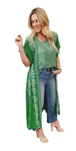 Curations Embroidered Gauze Kaftan Topper / Cover