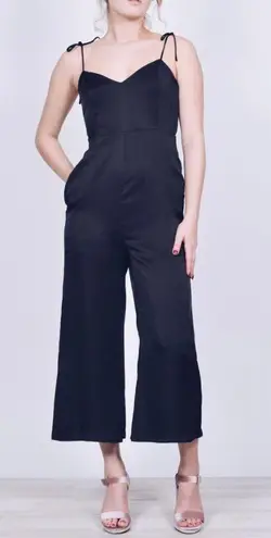English Factory Black Satin Jumpsuit