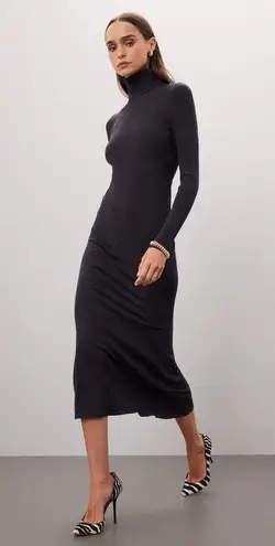 Toccin Black Ribbed Turtleneck Long Sleeve Midi Sweater Dress Size Medium