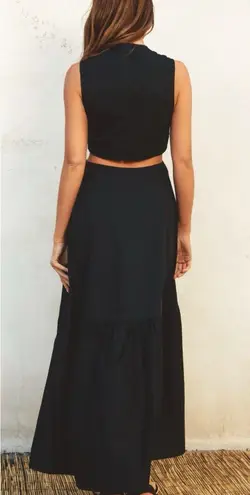 BOBBI ROCCO Axel Midi Ruffle Cut Out Dress Black Size Large NEW WITH TAGS