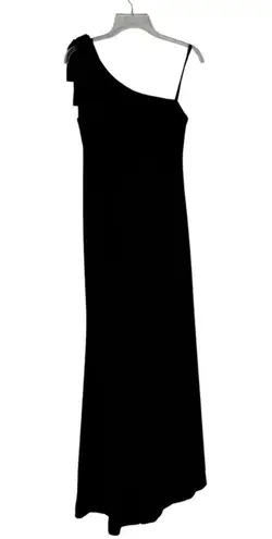 Eliza J Satin Bow One Shoulder Long Formal Dress Black Size 4