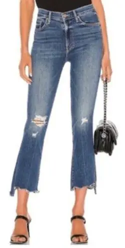 MOTHER THE INSIDER CROP STEP CHEW WASH DANCING ON COALS Hi Rise Kick Flare Ankle Blue Size 25