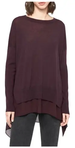 ALLSAINTS Purple Libby Crewneck 100% Merino Wool Long Sleeve Tunic Sweater Sz S