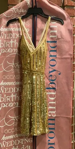 Primavera Couture Gold Sequin Dress