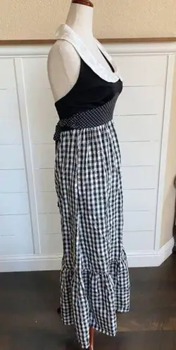 American Vintage VTG RARE Young Edwardian Arpeja Black and White Gingham Maxi dress sz 7