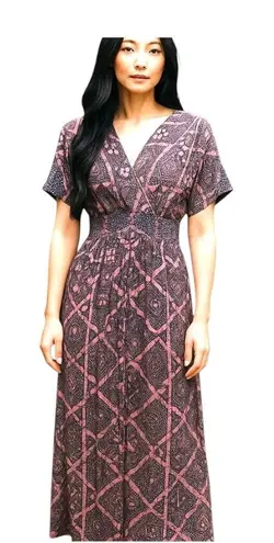 Closet London Boho Print Kimono Maxi Dress Pink Size 6 Coastal Summer Hippie