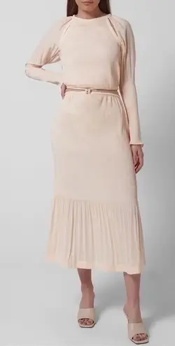 NEW Jonathan Simkhai Mia Plisse Skirt Sandstone Size 10