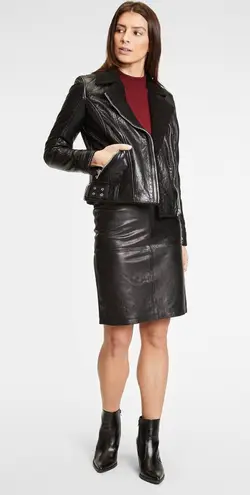 Mauritius Gila lamb leather faux sherpa lined motorcycle jacket size US 6 small