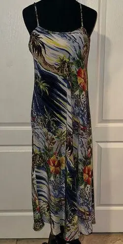 Avanti 90s VTG SILK HAWAIIAN FLORAL PRINT DRESS